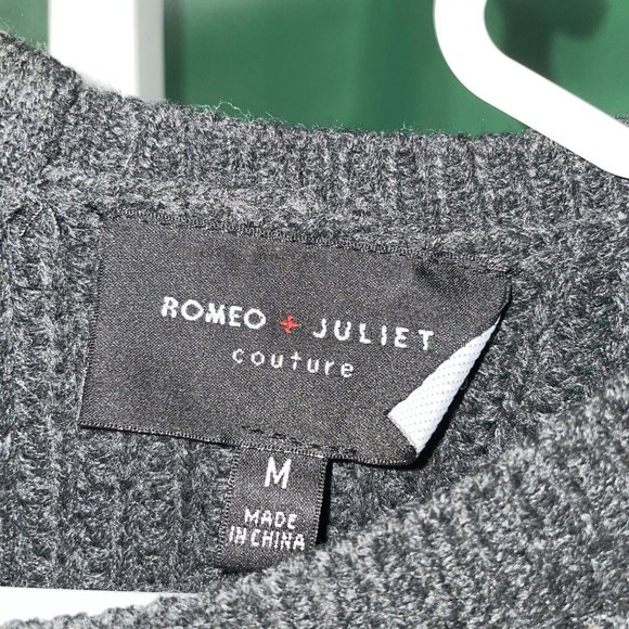 ROMEO & JULIET COUTURE Women's knee length sweater dress in GREY/GREEN sz M -GUC - Picture 6 of 8